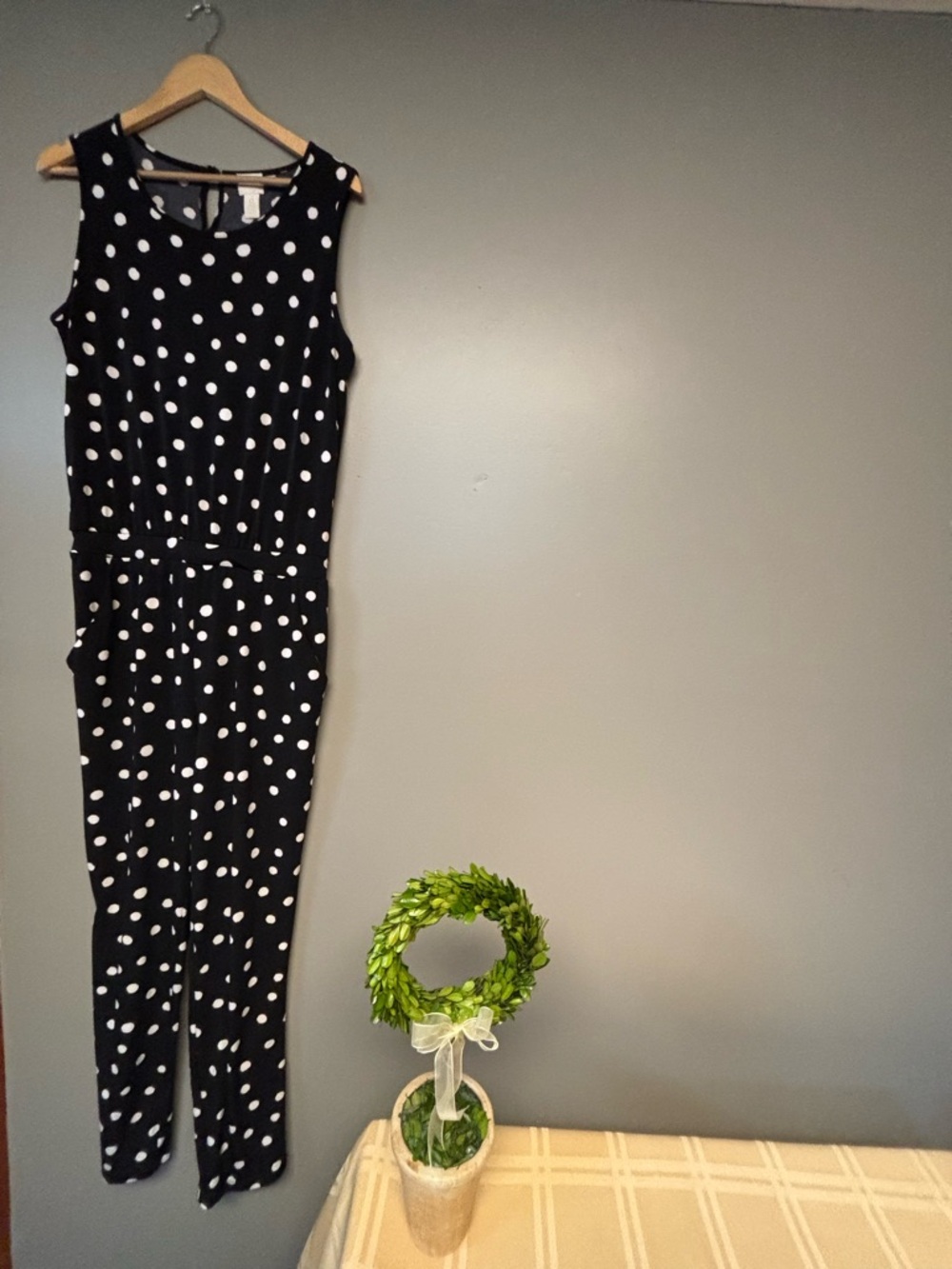 Chicos Black Polka Dot Jumpsuit - Women's Casual Sleeveless